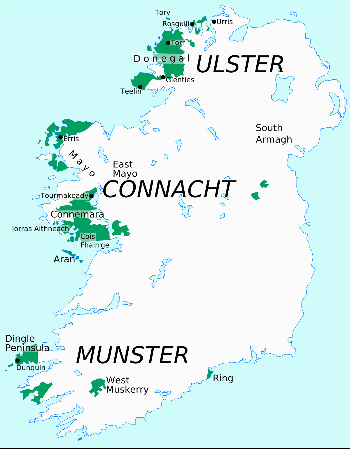 Map Of south West Ireland Gaeltacht Wikipedia