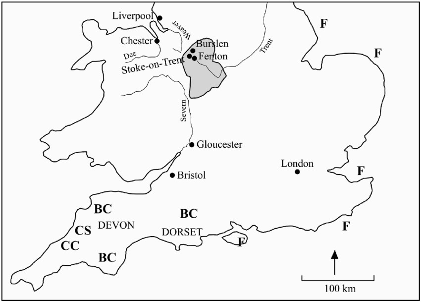 Map Of southeast England Map Showing southern England the18 Th Century Staffordshire Pottery