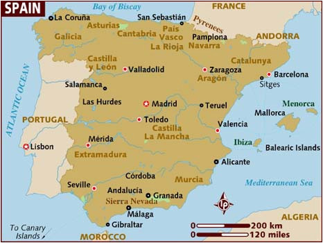 Map Of Spain Showing Granada Map Of Spain