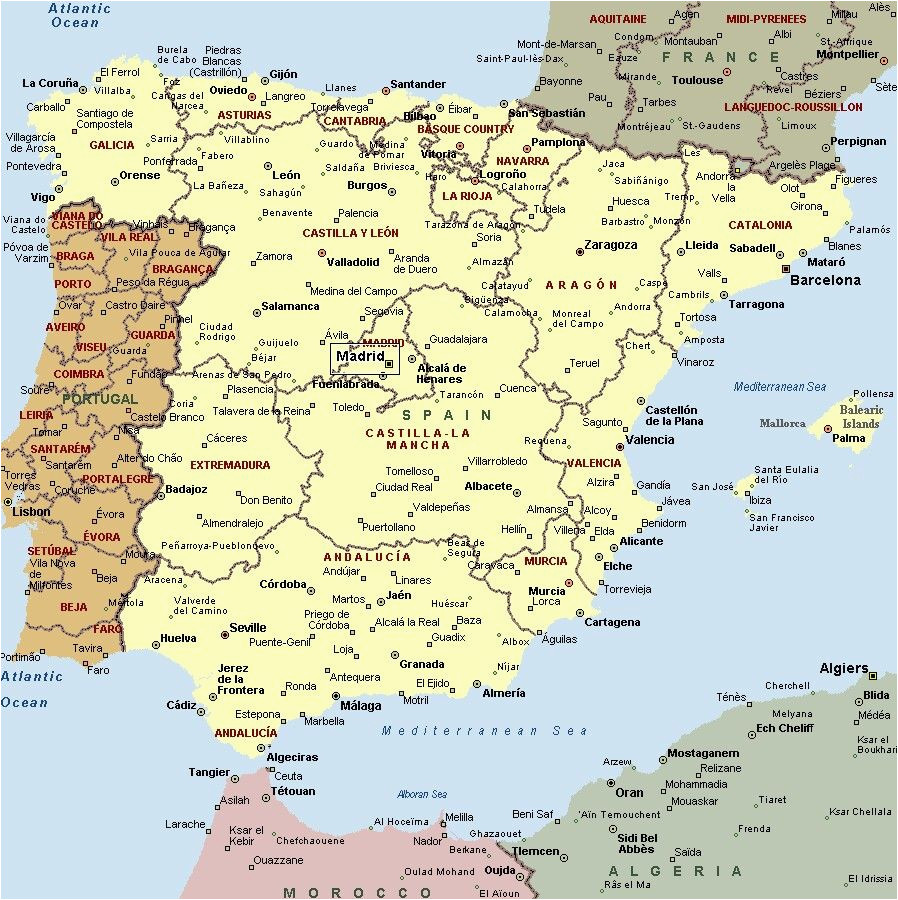 Map Of Spain with Major Cities Mapa Espaa A Fera Alog In 2019 Map Of Spain Map Spain Travel