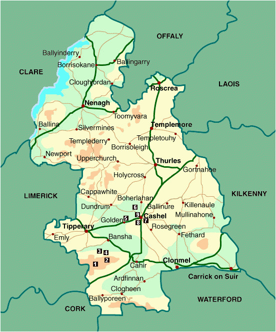 Map Of Tipperary County Ireland Map Of County Tipperary Home Of Grandpa Kennedy Back to the