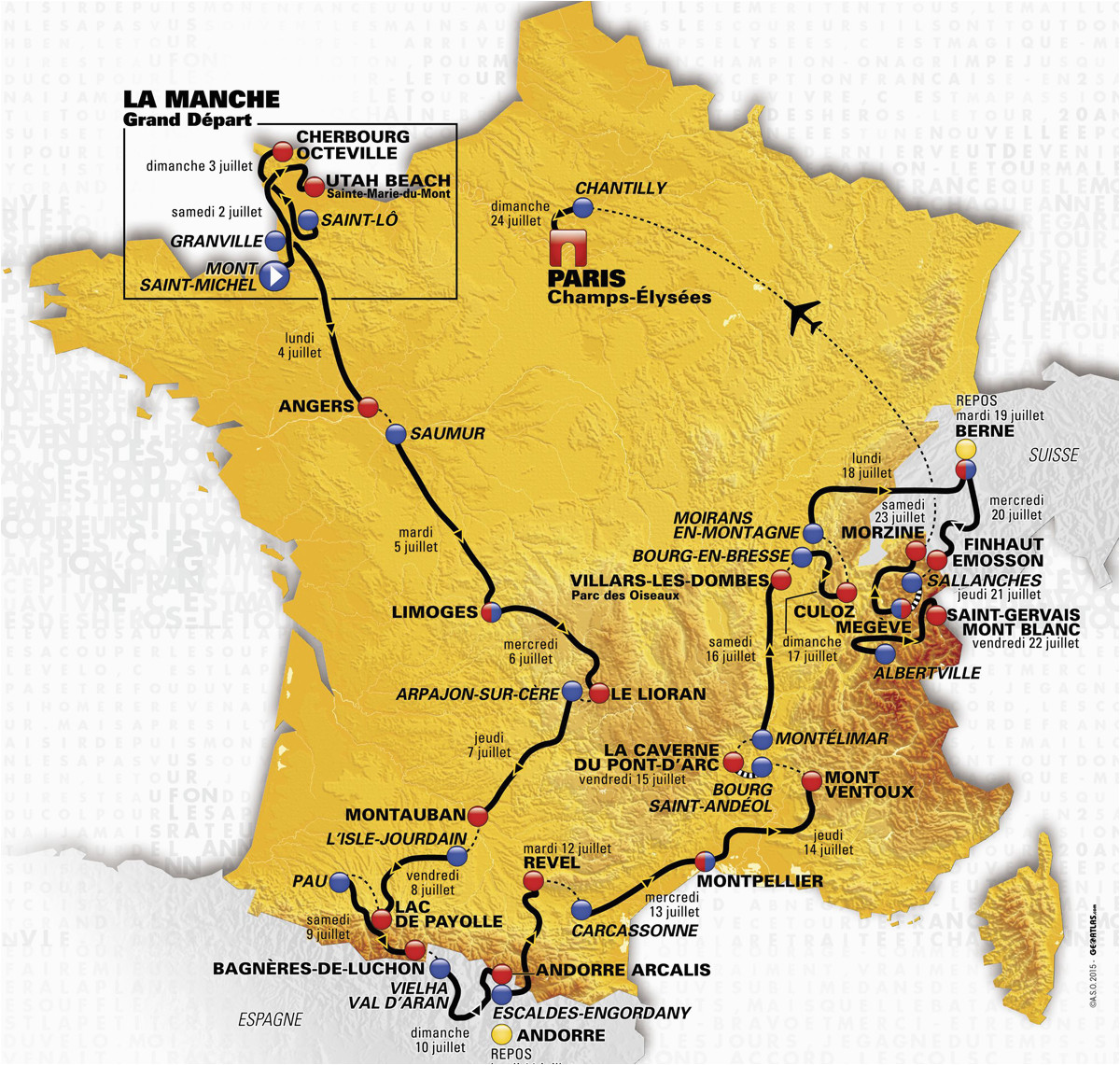 Map Of tour De France 2014 tour De France 2016 Die Strecke