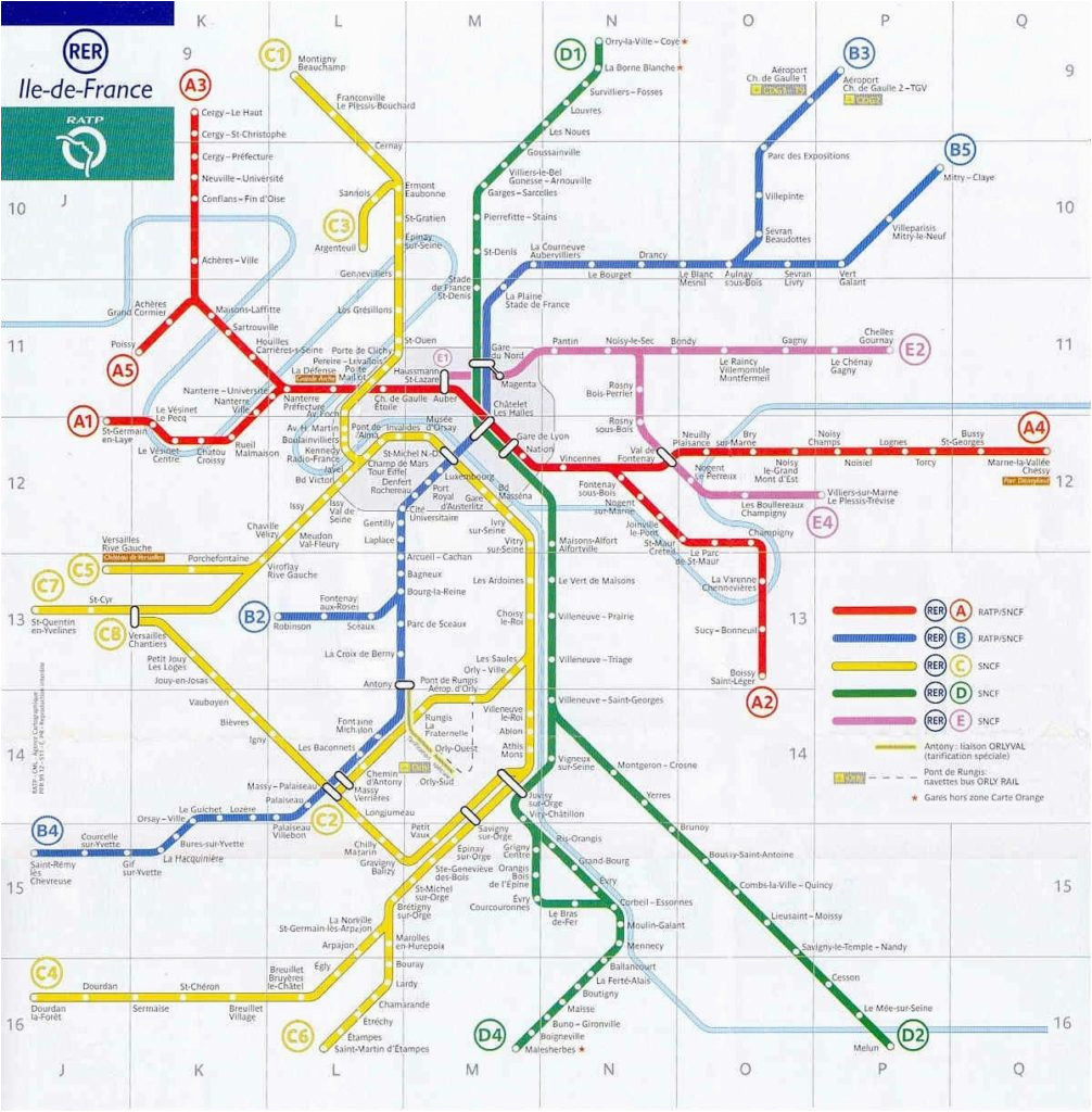 Map Of Train Routes In France Paris Rer Stations Map Bonjourlafrance