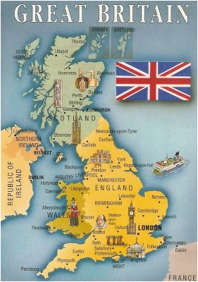 Map Of Uk Scotland and Ireland Postcard A La Carte 2 United Kingdom Map Postcards Uk