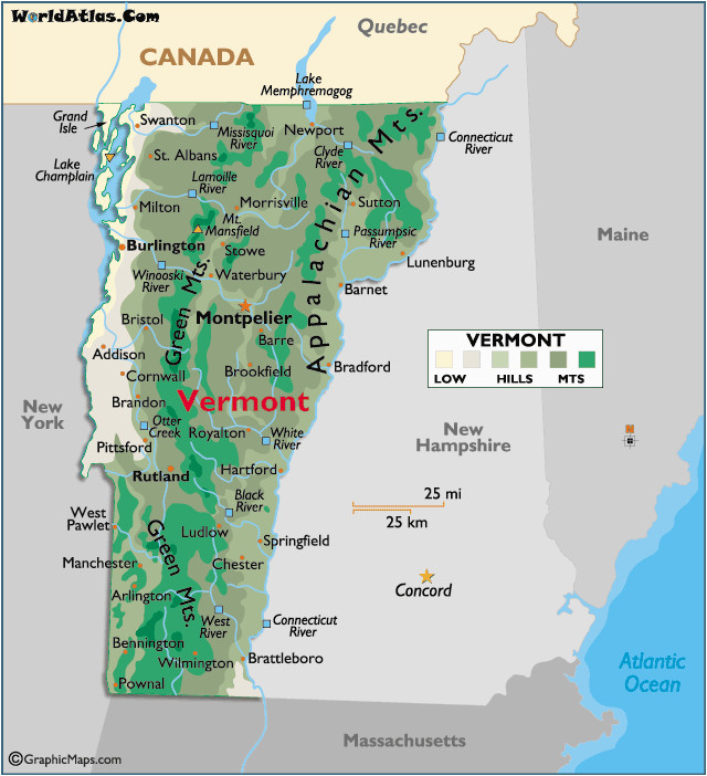 Map Of Vermont and Canada Vermont Large Color Map Maps Vermont Arizona State