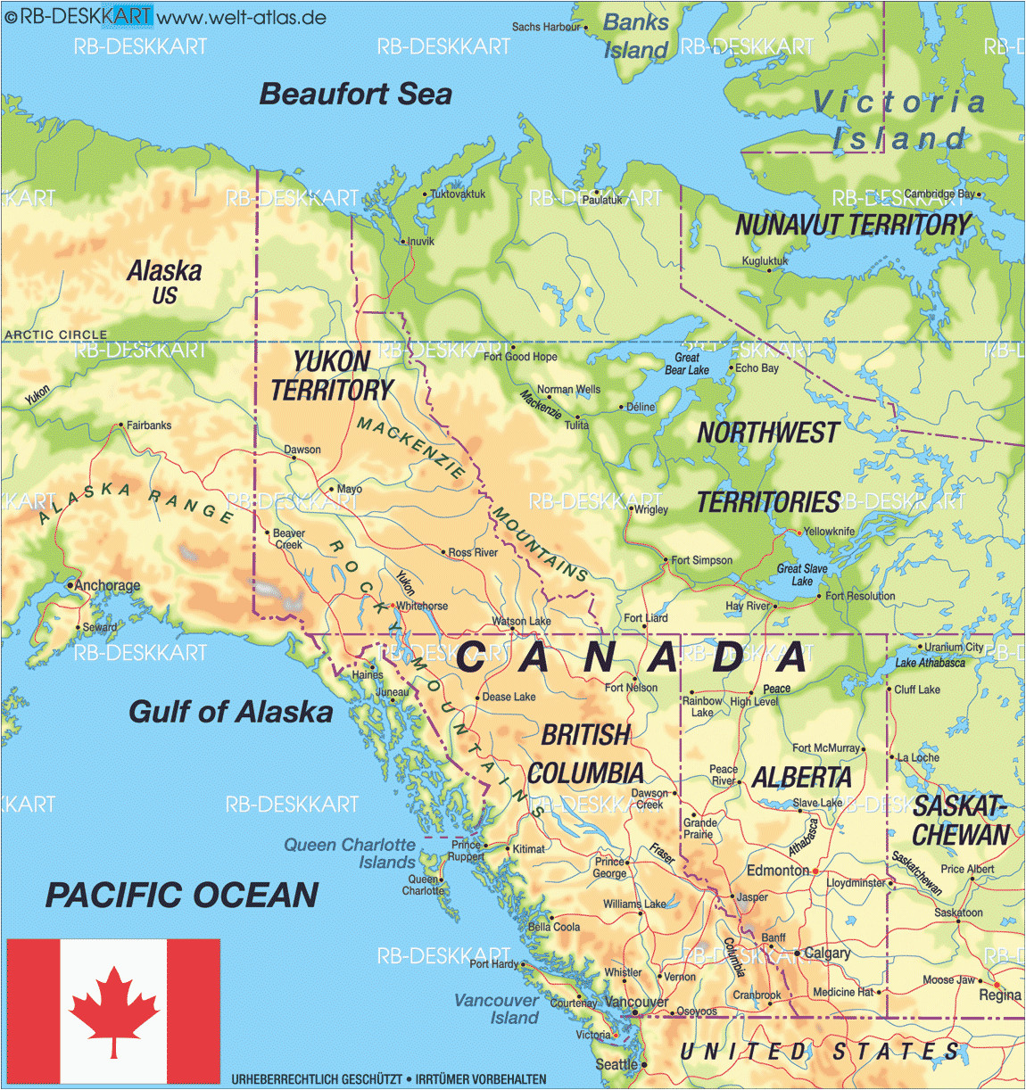 Map Of Western Canada and Alaska Map Of Canada West Region In Canada Welt atlas De