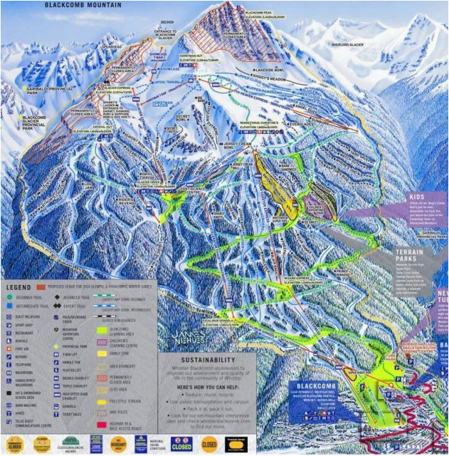 Map Of Whistler Canada Blackcomb Mountain Skiing Whistler British Columbia