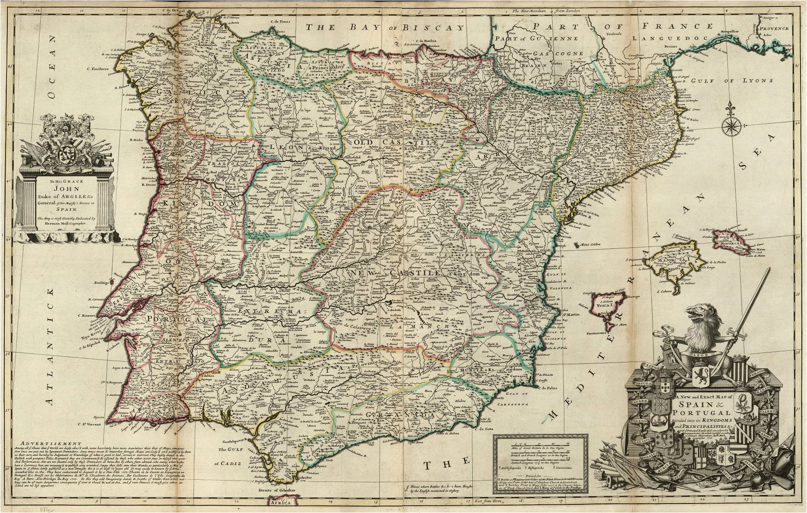 Map Og Spain File Spain and Portugal Herman Moll 1711 Jpg Wikimedia Commons