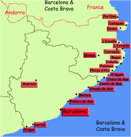 Map Spain Costa Brava Map Of Costa Brave and Travel Information Download Free Map Of