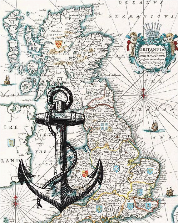Maps Of England to Print Anchor and Map Print Awesome Black Anchor Print On Antique