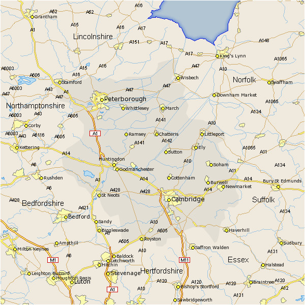 Maps Of England with towns Cambridgeshire County Map Brit Lit Maps Of Counties towns