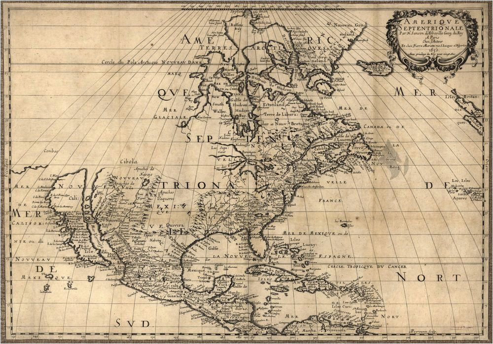 Maritime Map Canada 1650 Map United States Canada Mexico Antique north America 20