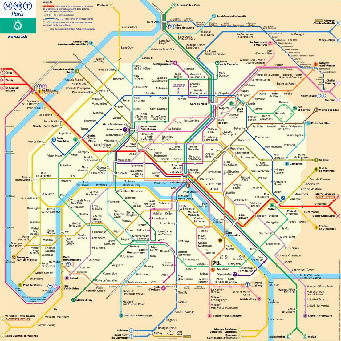 Metro Map Of Paris France In English Plan Der Pariser Metro Paris Metroplan Metronetz Map