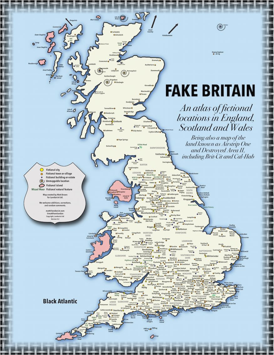 Midsomer England Map Fake Britain A Map Of Fictional Locations In England Scotland