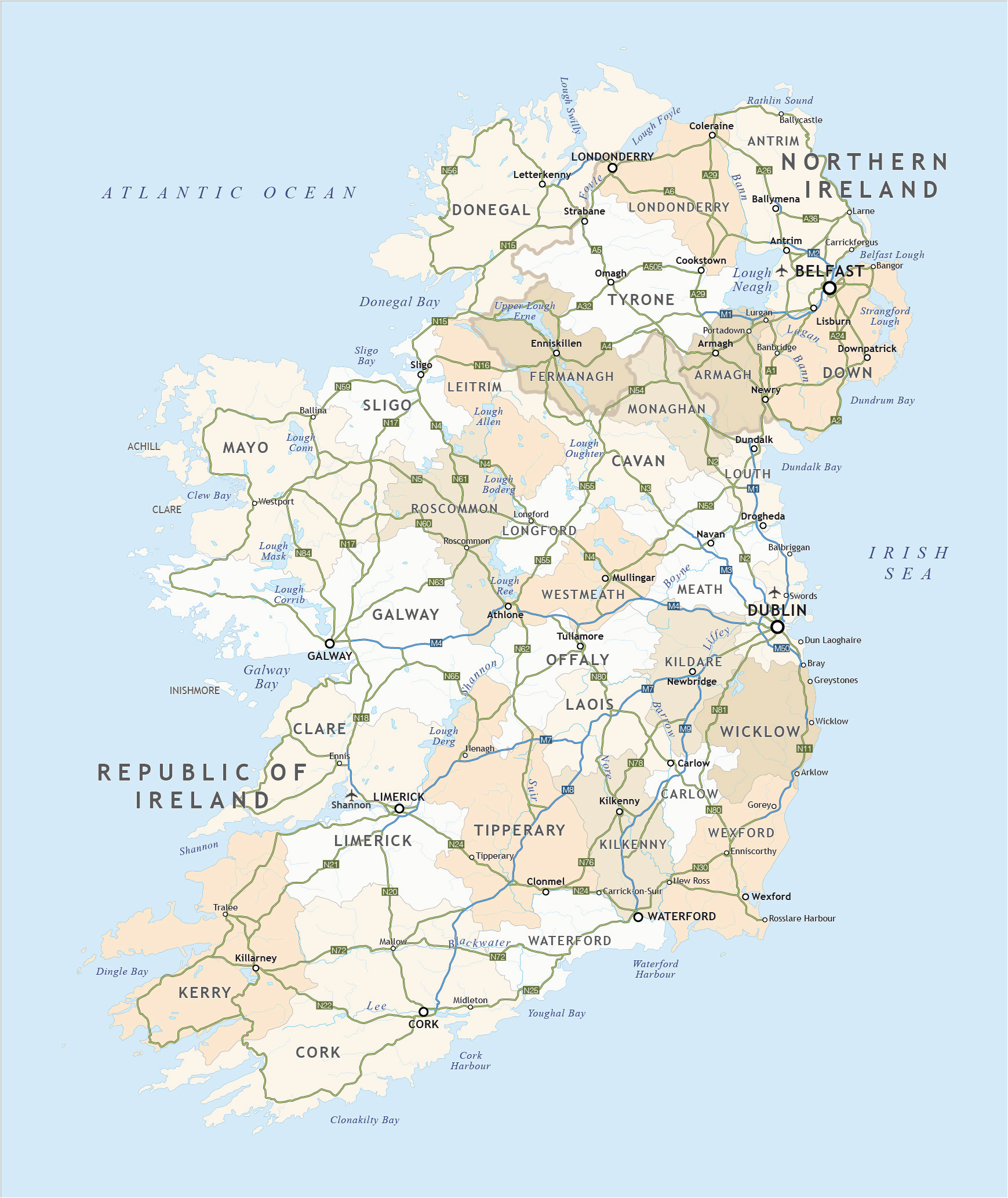 Motorway Map Of Ireland Ireland Road Map Of Motorway Map Of Ireland 1 