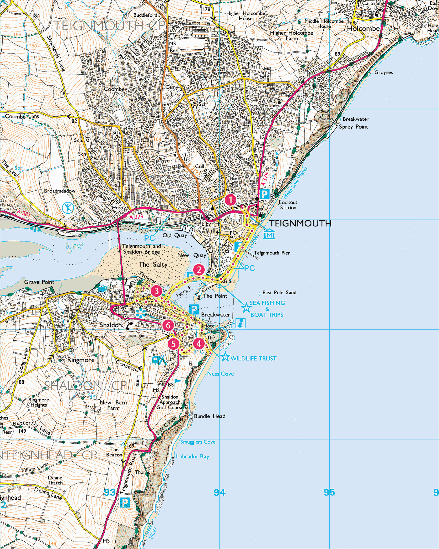 Natural England Maps Explore Shaldon From Teignmouth Print Walk south West