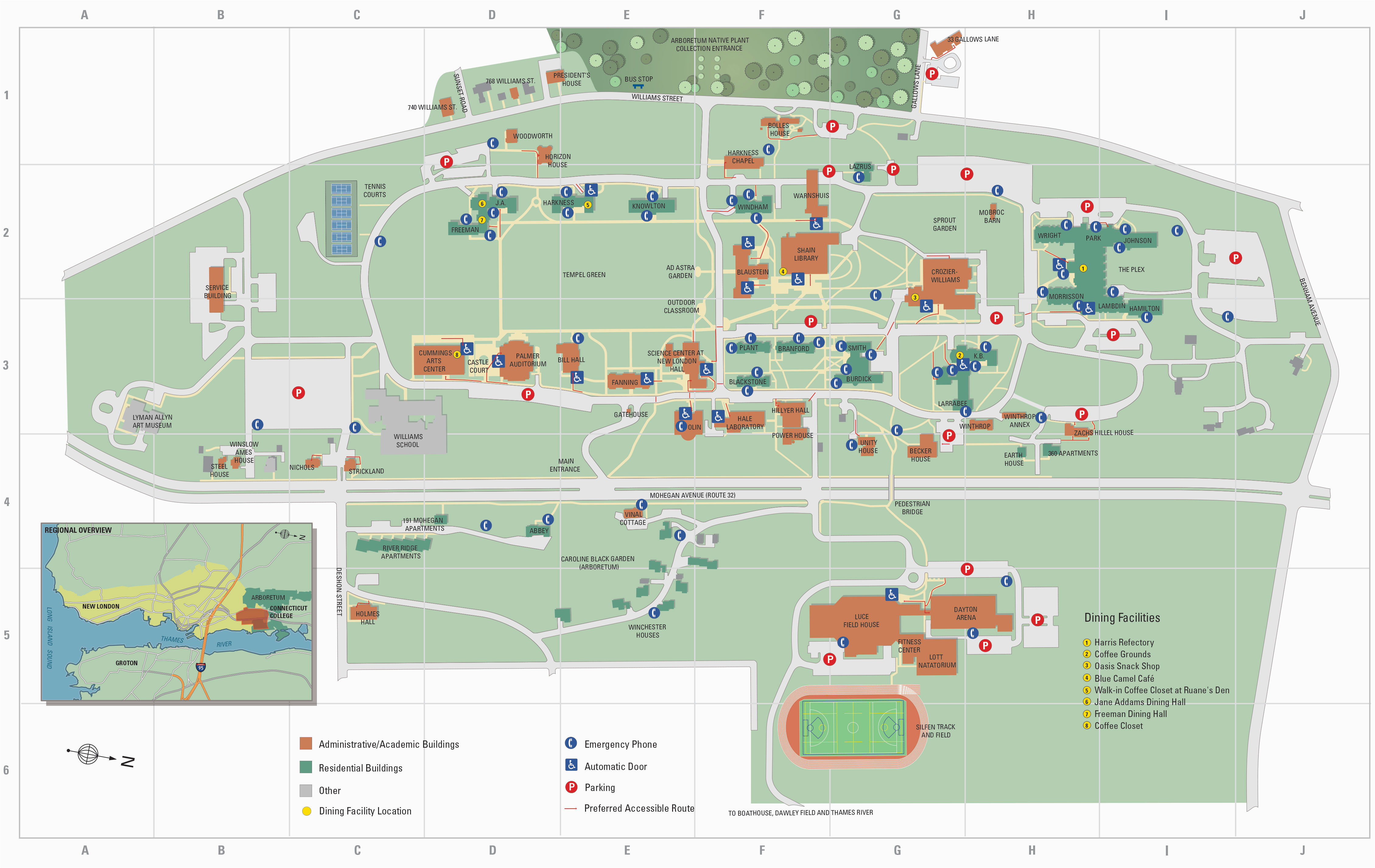 New England College Campus Map Campus Map A Connecticut College