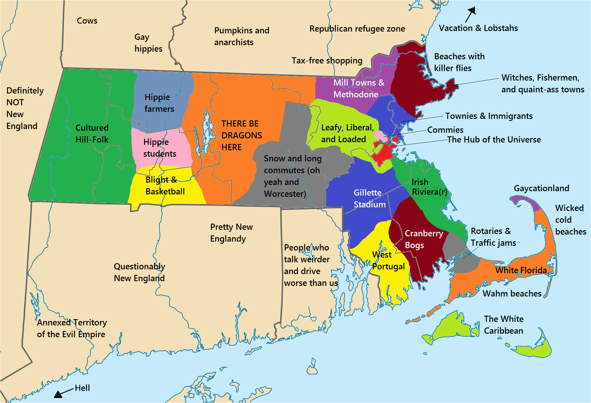 New England On Us Map 14 Problems that Massholes Have to Face once they Move Funny
