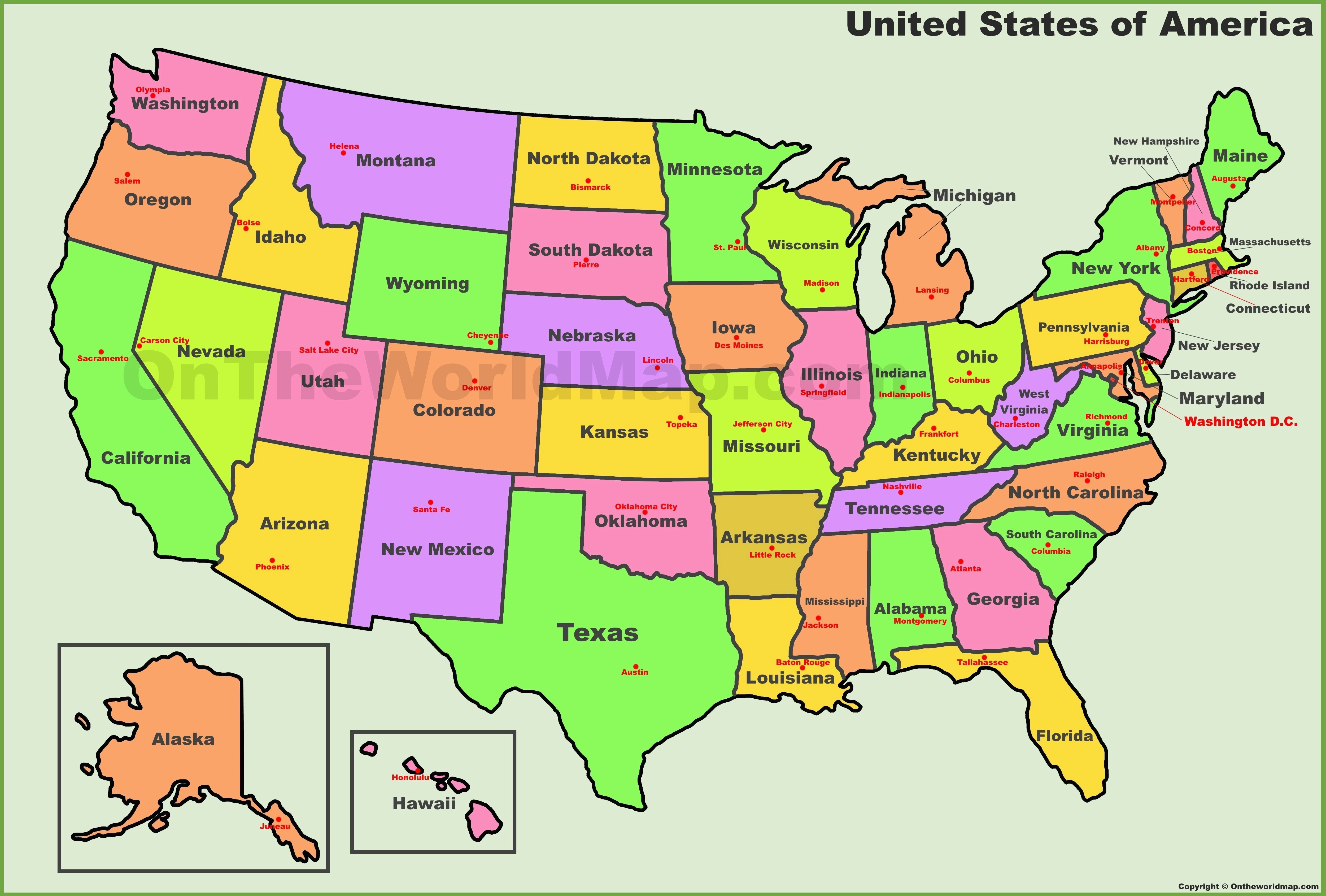 New England States Map with Capitals Labeled Map Of the United States Us and Capitals New America