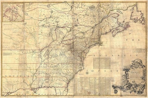New England Wall Map 1757 Colonial Map Map Of British Colonies north America
