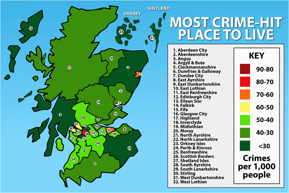 Northern Ireland Crime Map Scotland S Most Dangerous and Safest Places to Live Uncovered as