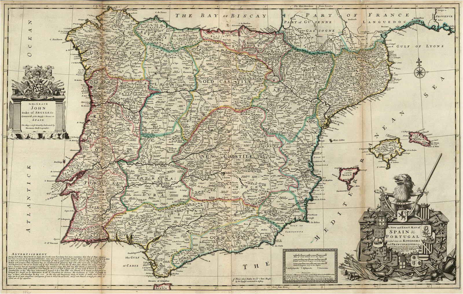 Old Maps Of Spain File Spain and Portugal Herman Moll 1711 Jpg Wikimedia Commons