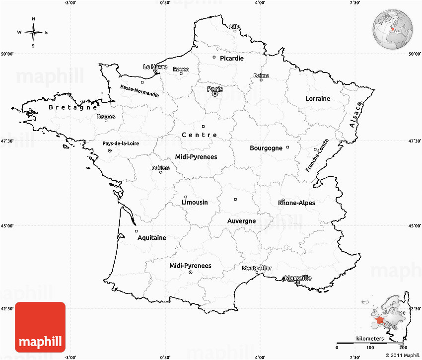 Outline Map Of France with Cities Blank Simple Map Of France Cropped Outside