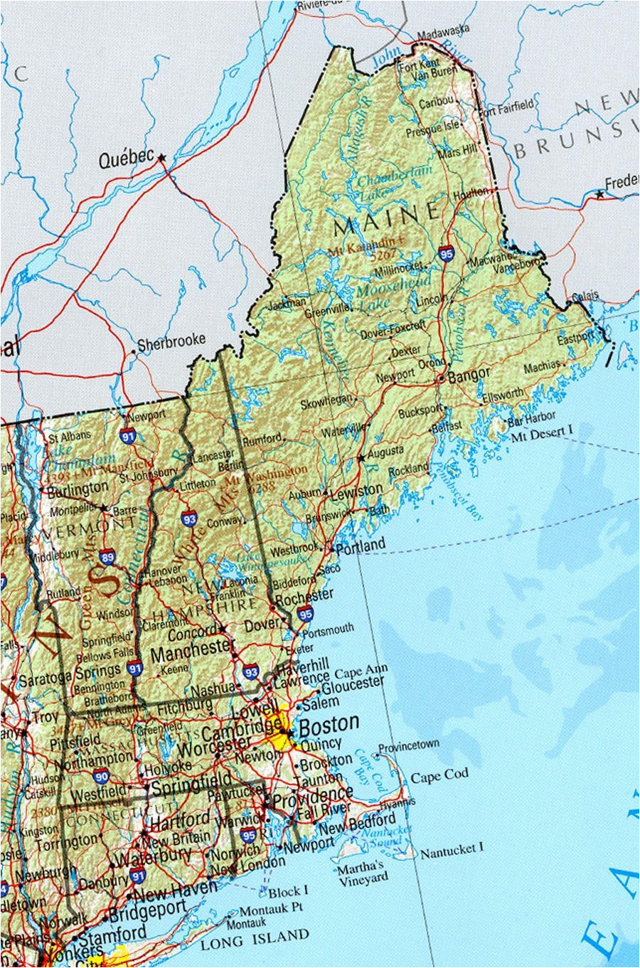 Physical Map Of New England Physical Map Of Massachusetts Sksinternational Net