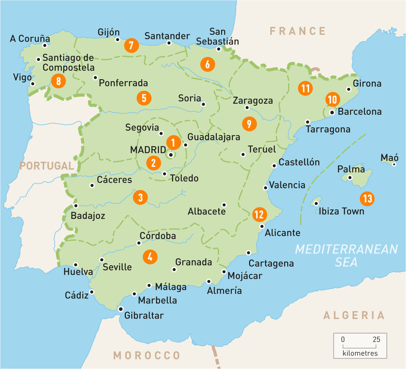 Printable Map Of Spain with Cities | secretmuseum