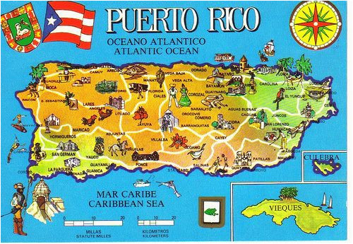 Puerto Rico Spain Map Puerto Rico Map Postcard Afghan Iraq Wall Puerto Rico 52