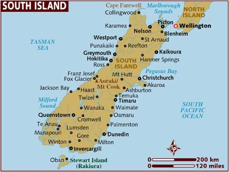 Queenstown Ireland Map Map Of south island