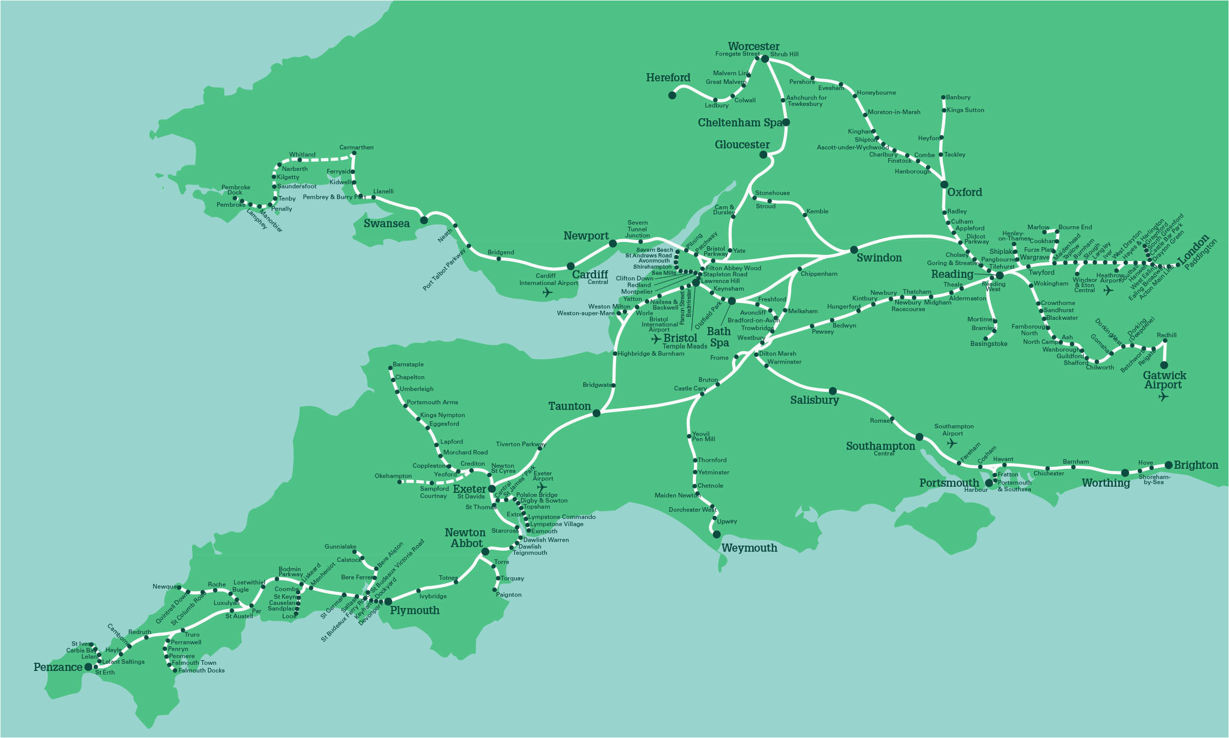 Rail Map south England Great Western Train Rail Maps