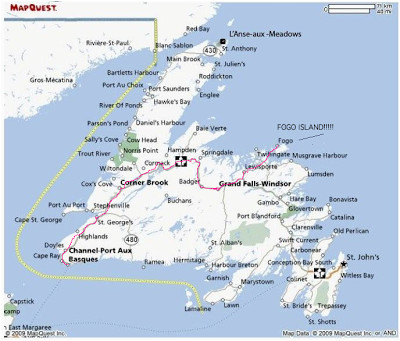 Road Map Of Newfoundland Canada Map Of Newfoundland towns Yahoo Canada Image Search