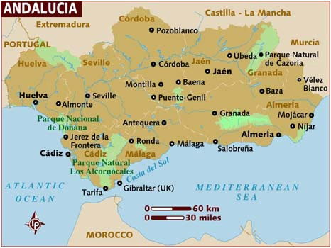 Road Map Of southern Spain Map Of andalucia