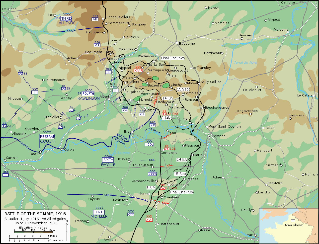 Somme River France Map First Day On the somme Wikipedia