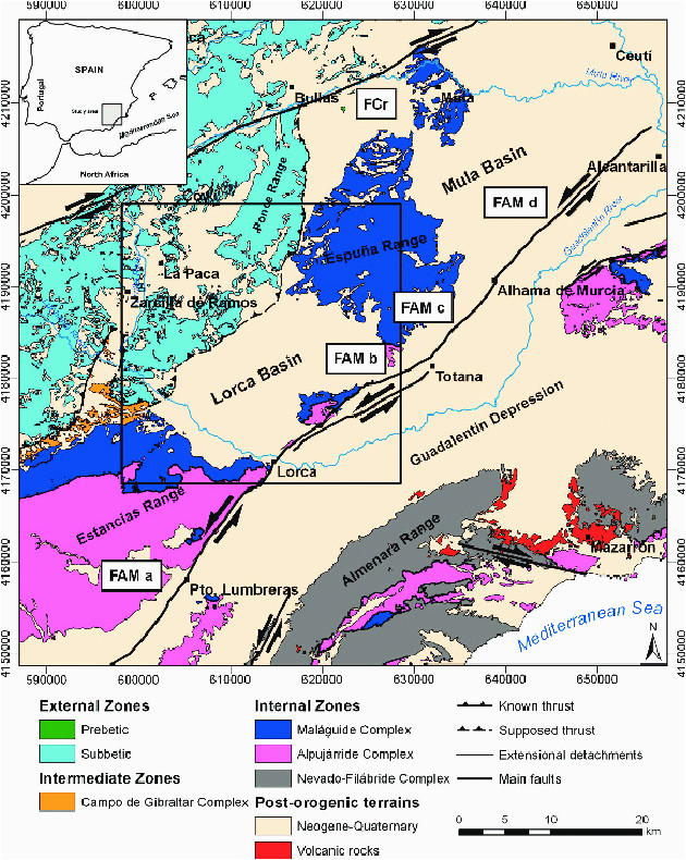 Spain Rainfall Map Geological Map Of Part Of the Eastern Betic Cordillera Se Spain