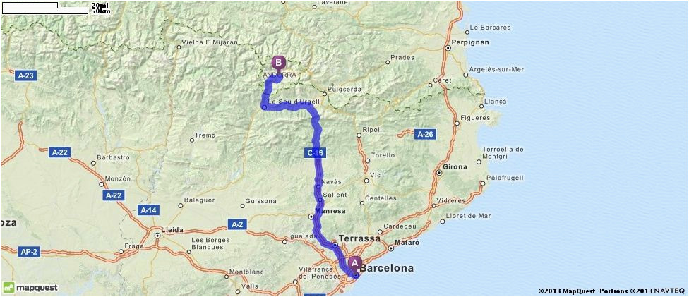 Spain Road Maps Driving Directions From Barcelona Spain to andorra