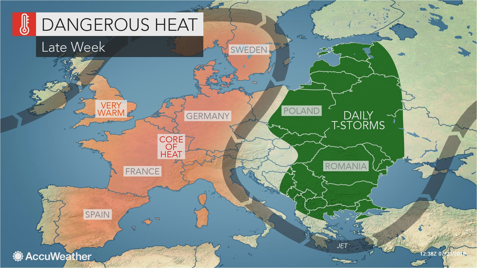 Spain Temperature Map Intense Heat Wave to Bake Western Europe as Wildfires Rage