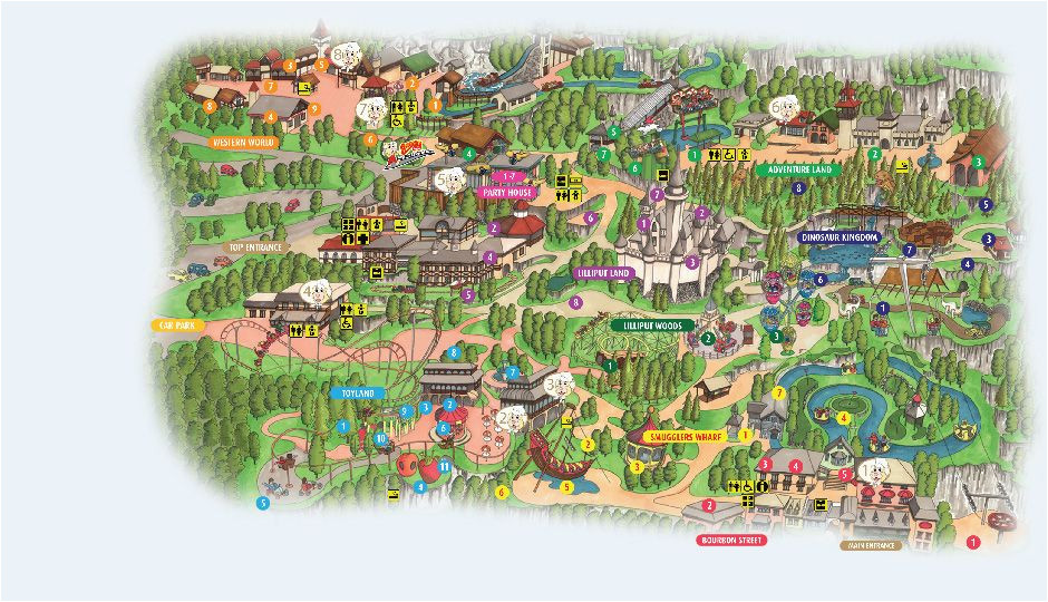 Theme Parks England Map Park Map Gullivers Kingdom theme Park Matlock Bath