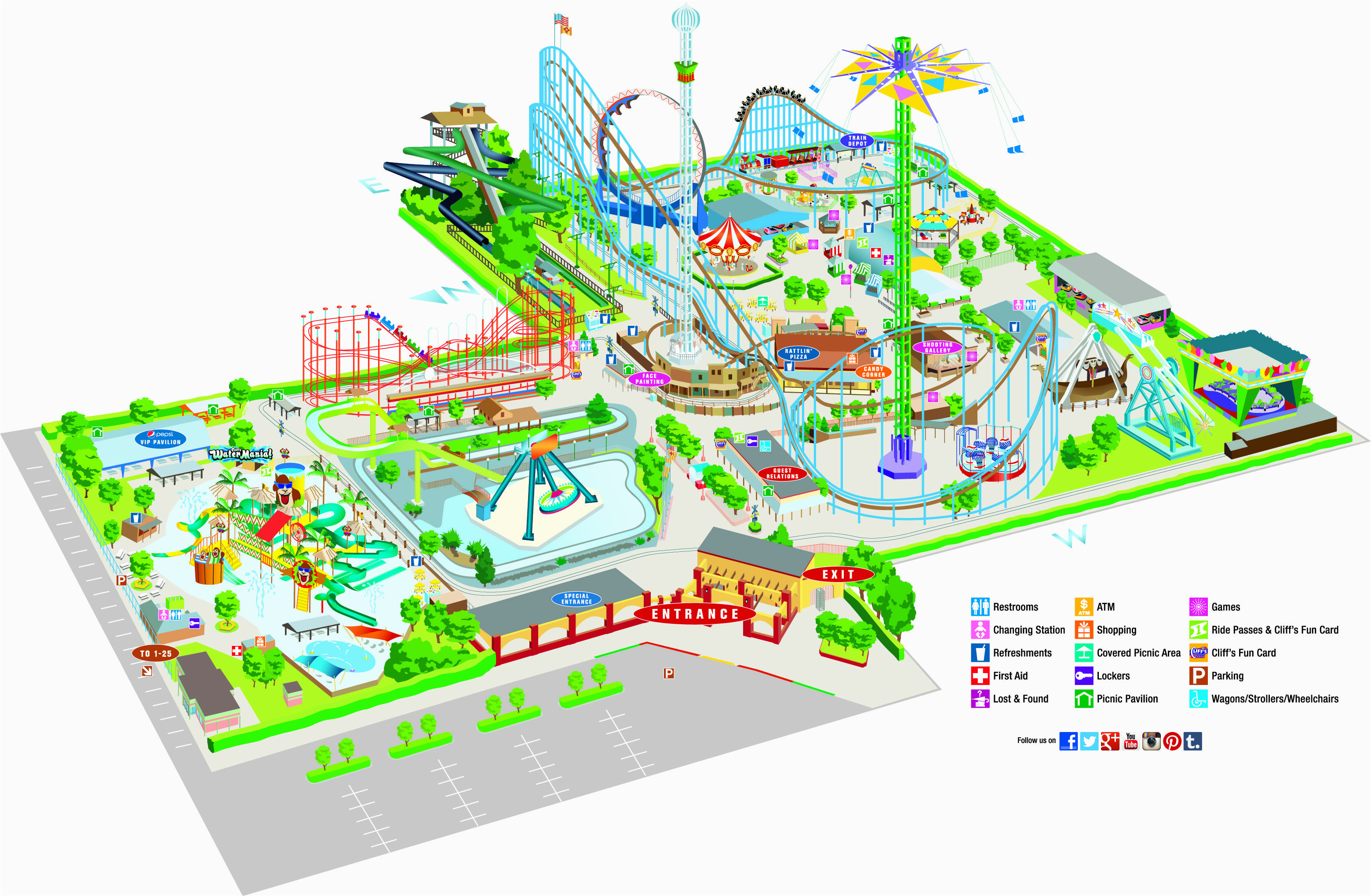 Theme Parks France Map 2014 Cliff S Amusement Park Map Map Travel Map Parking