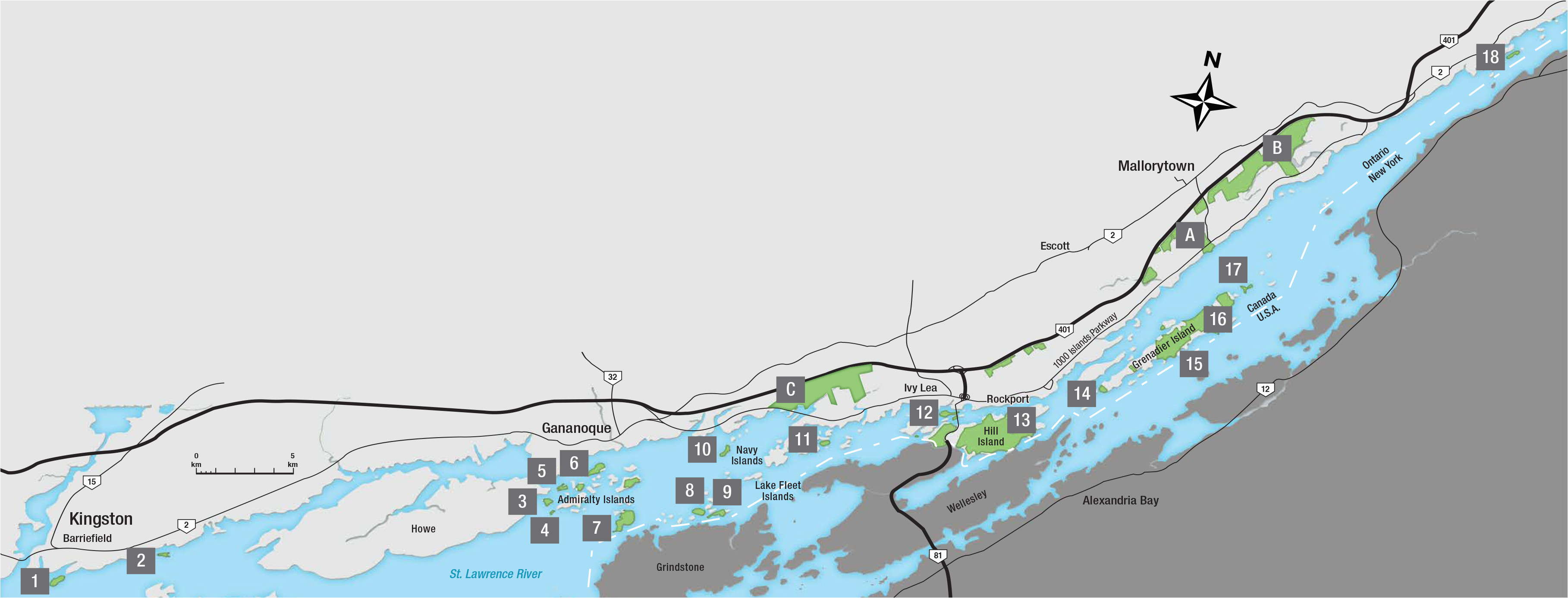 Thousand islands Canada Map Maps and Brochures Thousand islands National Park