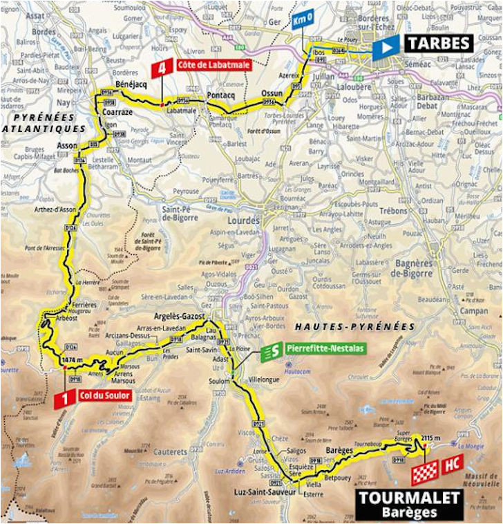 Tour De France Stage 14 Map A 2019 Es tour De France Aotvonala Terkepek Szintrajzok Flowcycle
