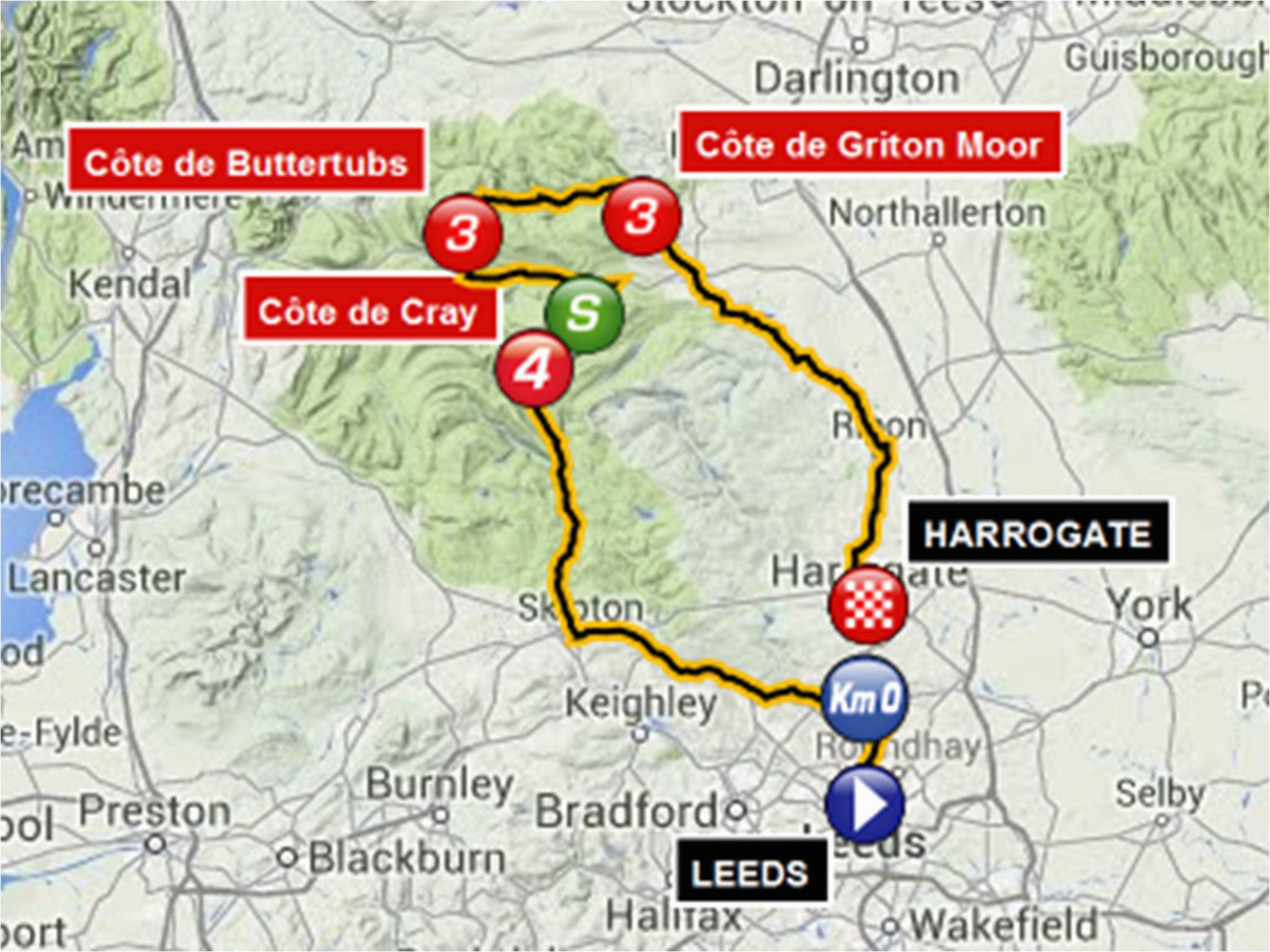 Tour De France Yorkshire Route Map tour De France Route 2014 Guide to British Stages Of Le Grand tour