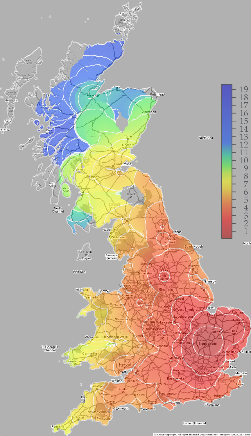 Train Map Of England Great Britain Rail Travel Times the Colour Scale Shown On