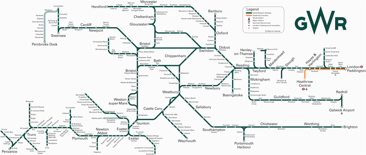 Train Map south England Great Western Train Rail Maps