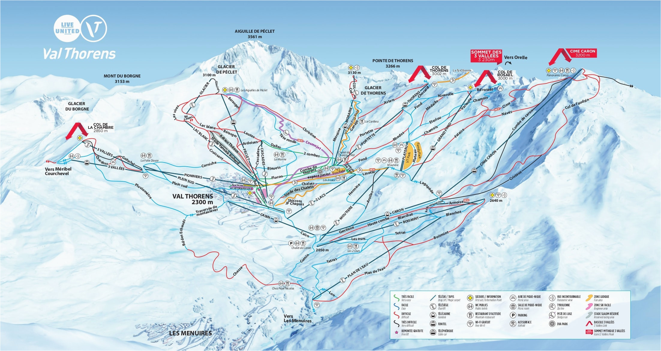 Val Thorens France Map Val Thorens Piste Map 2019 Ski Europe Winter Ski