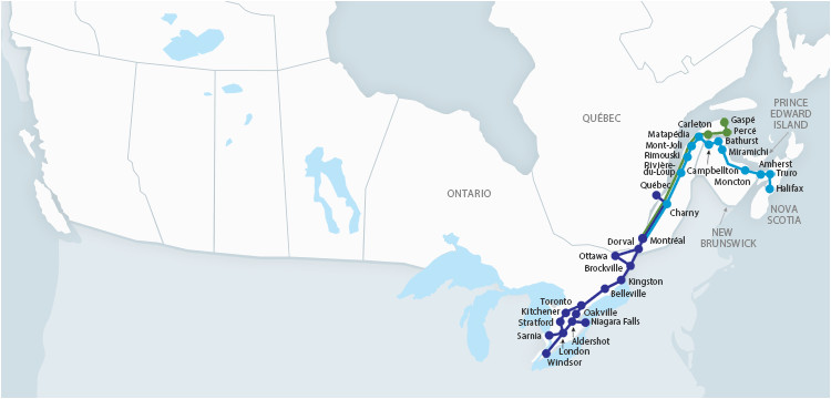 Via Rail Map Canada Map Of Train Of the atlantic Canada Region Travel