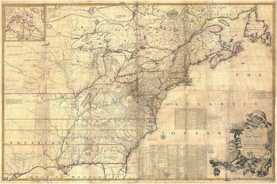 Wall Map Of New England 1757 Colonial Map Map Of British Colonies north America Old Map