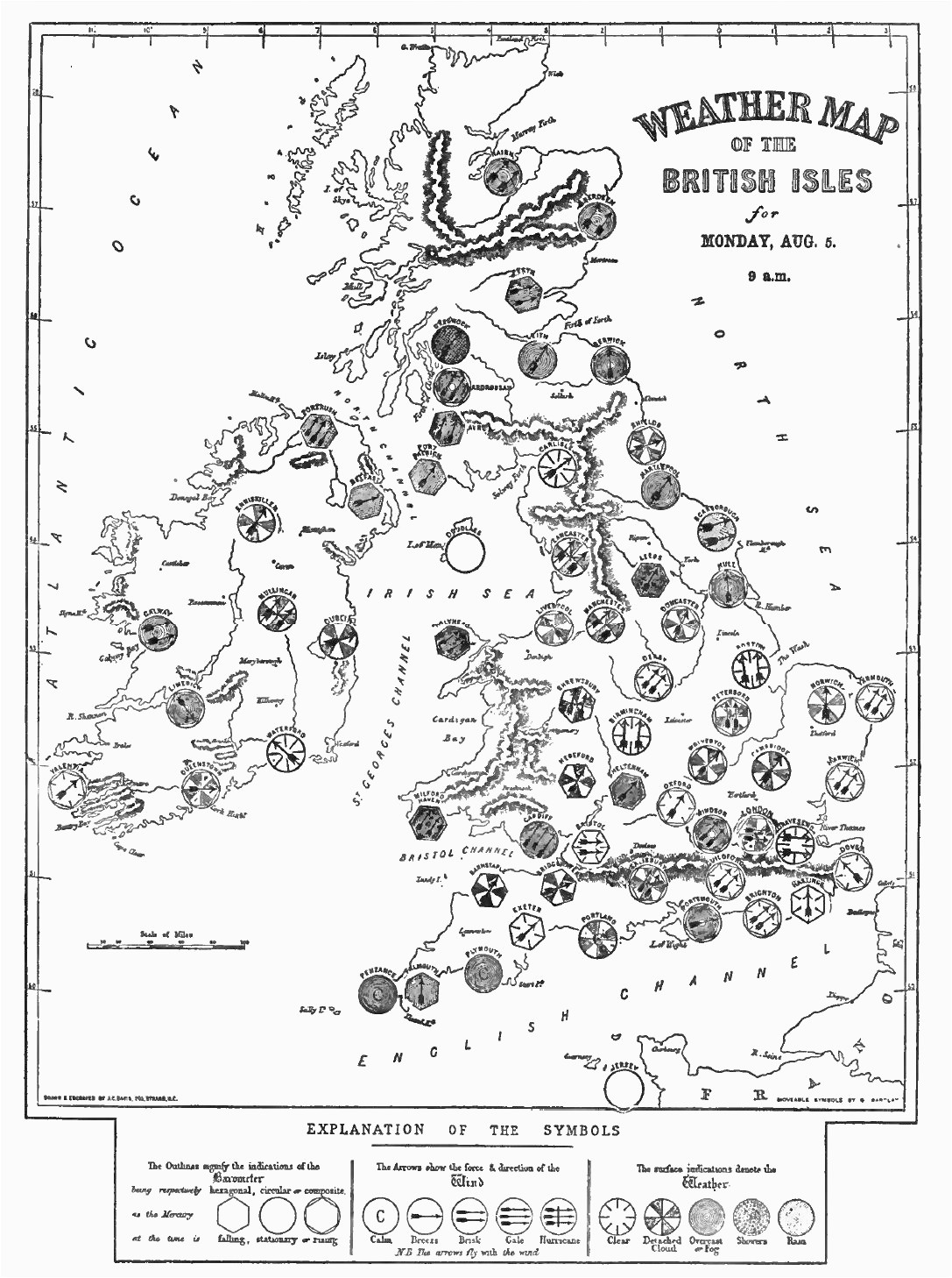 Weather Map for England Distant Writing the Companies and the Weather