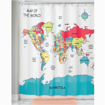 World Map Shower Curtain Canada Interdesign World Map Fabric Polyester Shower Curtain 72 X 72 Bright Multi Color